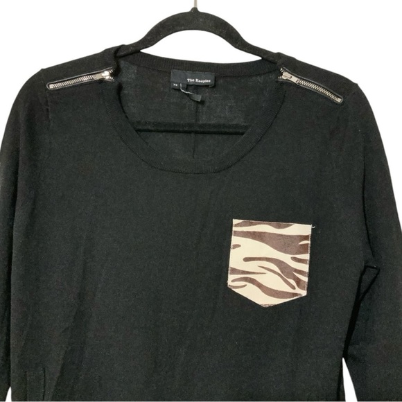 The Kooples 100% Merino Wool with Lambskin Pocket Black Sz XS - Picture 3 of 9